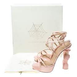 Pre Owned Charlotte Olympia Pink Patent Leather Strappy Platform Sandals Size 40