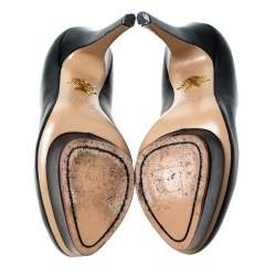 Pre Owned Charlotte Olympia Black Leather Dolly Platform Pumps Size 38