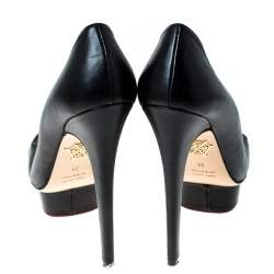Pre Owned Charlotte Olympia Black Leather Dolly Platform Pumps Size 38