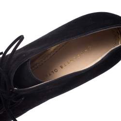 Charlotte Olympia Black Suede and Patent Leather Martha Wedge Derby Size 40