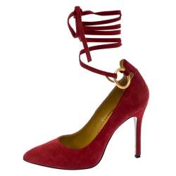 Charlotte Olympia Red Suede Sabine Wrap Pumps Size 36