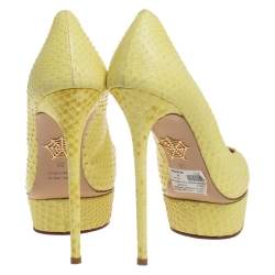 Charlotte Olympia Yellow Python Priscilla Platform Pumps Size 38