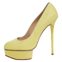 Charlotte Olympia Yellow Python Priscilla Platform Pumps Size 38