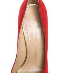 مملوكة مسبقًا Charlotte Olympia Red Suede Dolly Platform Pumps Size 37