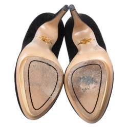 مملوكة مسبقًا حذاء كعب عالي شارلوت أوليمبيا نعل سميك دولي سويدي أسود مقاس 37.5