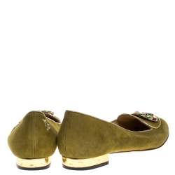 Charlotte Olympia Green Suede Capricorn Smoking Slippers Size 37.5