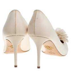 Pre Owned حذاء كعب عالي شارلوت أوليمبيا ديزيريه  بوم بوم كانفاس كريمي مقاس 41