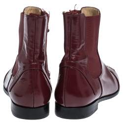 Charlotte Olympia Red Leather Kitty Ankle Boots Size 36
