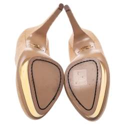 مملوكة مسبقًا حذاء كعب عالى شارلوت اوليمبيا دوللي رافية بيج مقاس 37