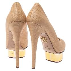 مملوكة مسبقًا حذاء كعب عالى شارلوت اوليمبيا دوللي رافية بيج مقاس 37