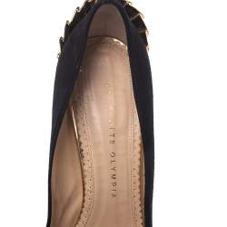 Pre Owned Charlotte Olympia Black Suede Fantastic Dolly Tassel Pumps Size 38