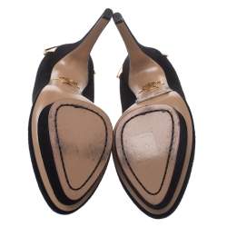 Pre Owned Charlotte Olympia Black Suede Fantastic Dolly Tassel Pumps Size 38