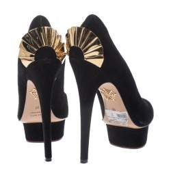 Pre Owned Charlotte Olympia Black Suede Fantastic Dolly Tassel Pumps Size 38