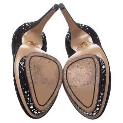 Charlotte Olympia Black Crystal Embellished Suede Dolly Platform Pumps Size 38