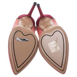 Pre Owned حذاء كعب عالي شارلوت اوليمبيا مونرو ساتان أحمر ووردي مقدمة مدببة مقاس 39