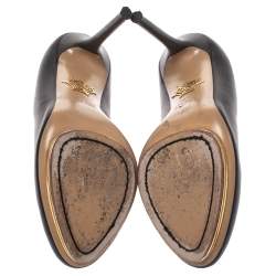 Pre Owned Charlotte Olympia Black Leather Dolly Platform Pumps Size 38.5