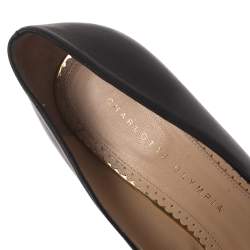 Pre Owned Charlotte Olympia Black Leather Dolly Platform Pumps Size 38.5
