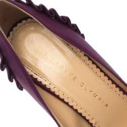 Charlotte Olympia Purple Satin Paloma Fan Pleat Platform Pumps Size 38