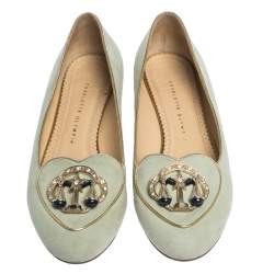 Pre Owned حذاء سليبرز شارلوت أوليمبيا سويدي أزرق فاتح جيميني مقاس 41