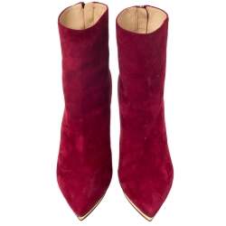 Pre Owned Charlotte Olympia Red Suede Deborah Platform Ankle Boots Size 39
