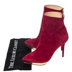 Pre Owned Charlotte Olympia Red Suede Deborah Platform Ankle Boots Size 39