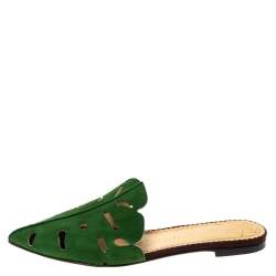 Pre Owned حذاء مولز شارلوت أوليمبيا فلات فردنت سويدي أخضر مقاس 36