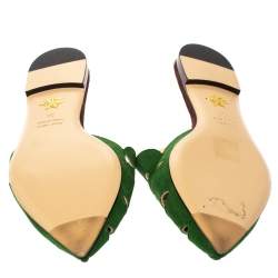 Pre Owned حذاء مولز شارلوت أوليمبيا فلات فردنت سويدي أخضر مقاس 36