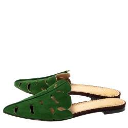 Pre Owned حذاء مولز شارلوت أوليمبيا فلات فردنت سويدي أخضر مقاس 36