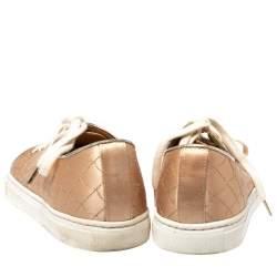 Charlotte Olympia Peach Satin Web Low Top Sneakers Size 37