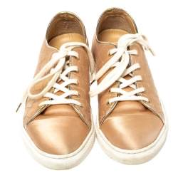 Charlotte Olympia Peach Satin Web Low Top Sneakers Size 37