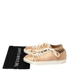 Charlotte Olympia Peach Satin Web Low Top Sneakers Size 37