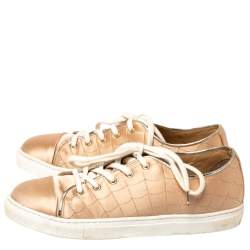 Charlotte Olympia Peach Satin Web Low Top Sneakers Size 37