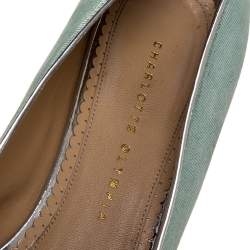 Pre Owned حذاء فلات باليه شارلوت أوليمبيا كيتى نوبوك غليتر أزرق فاتح مقاس 41