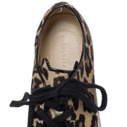 Charlotte Olympia Beige Leopard Print Pony Hair Purrfect Low Top Sneakers Size 37