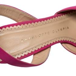 Pre Owned Charlotte Olympia Pink Satin Serena Bow Ankle Strap Platform Sandals Size 36.5