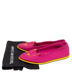 Pre Owned Charlotte Olympia Pink Rubber Kitty Flats Size 41