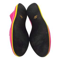 Pre Owned Charlotte Olympia Pink Rubber Kitty Flats Size 41