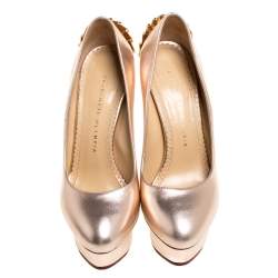 مملوكة مسبقًا حذاء كعب عالي شارلوت اوليمبيا ستارلا بكعب أمامي مزين بشراشيب ساتان أسود مقاس 37