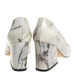 مملوكة مسبقًا حذاء كعب عالي شارلوت أوليمبيا مابل جلد كريمي بطبعة رخامية مقاس 37.5