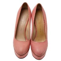 Charlotte Olympia Coral Red Python Dolly Platform Pumps Size 39
