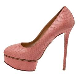 Charlotte Olympia Coral Red Python Dolly Platform Pumps Size 39