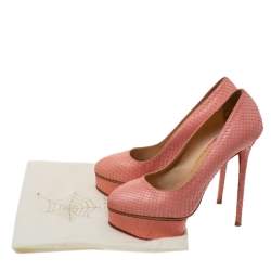 Charlotte Olympia Coral Red Python Dolly Platform Pumps Size 39