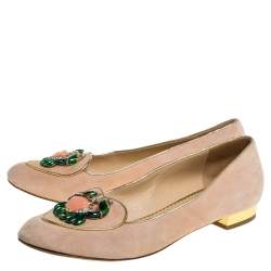Charlotte Olympia Peach Suede Birthday Zodiac Cancer Ballet Flats Size 40