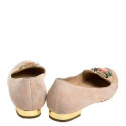 Charlotte Olympia Peach Suede Birthday Zodiac Cancer Ballet Flats Size 40