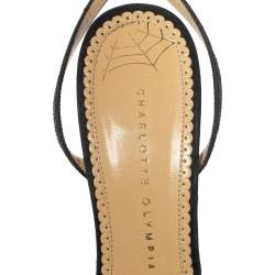 Charlotte Olympia Black Canvas Trims And PVC Tropicana Ankle Strap Sandals Size 40