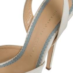 Charlotte Olympia Cream Satin Serena Bow Ankle Strap Platform Sandals Size 37