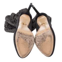 Pre Owned Charlotte Olympia Black Shimmer Jersey More Is More Thigh High Platform Boots Size 40.5