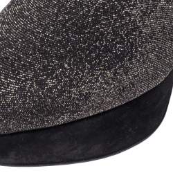 Pre Owned Charlotte Olympia Black Shimmer Jersey More Is More Thigh High Platform Boots Size 40.5