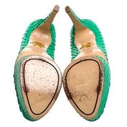 Charlotte Olympia Green Python Leather Priscilla Pumps Size 38
