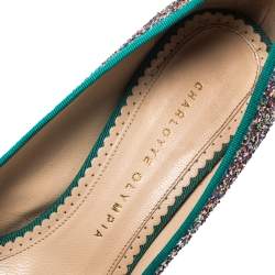 Pre Owned حذاء كعب عالي شارلوت اوليمبيا "پريسيلا" نعل سميك غليتر متعدد الألوان مقاس 38